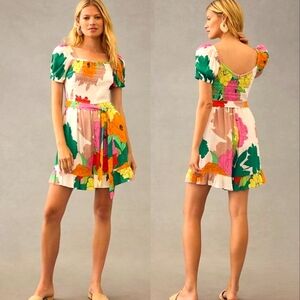 Anthropologie Plenty by Tracy Reese Puff-Sleeve Ruffle Romper Size XL